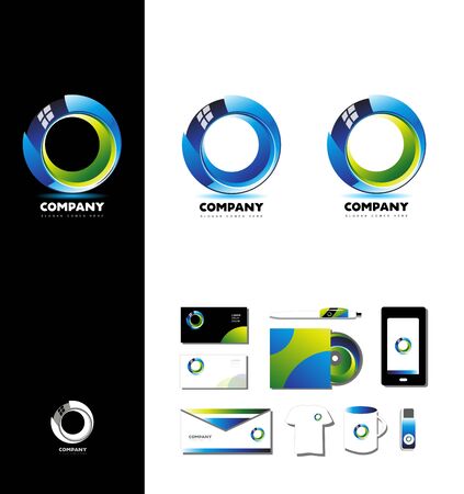 Vector company logo icon element template 3d circle design glossy corporate businessのイラスト素材