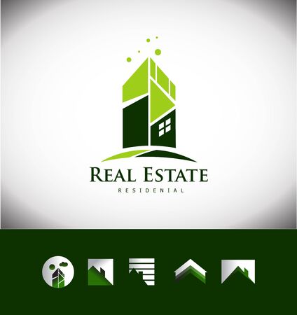 Vector company logo icon element template abstract real estate building skyscraper house roof property residentialのイラスト素材