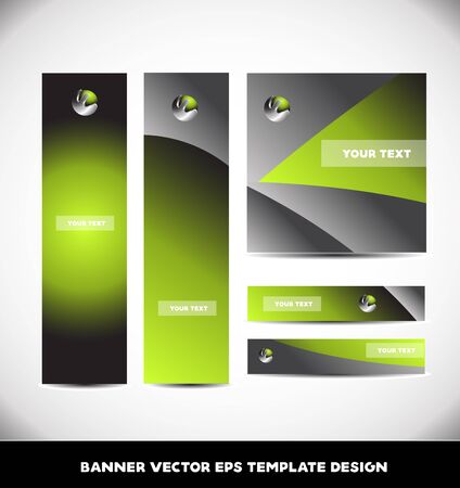 Green metal metallic silver grey banner horizontal vertical square set vector template designのイラスト素材