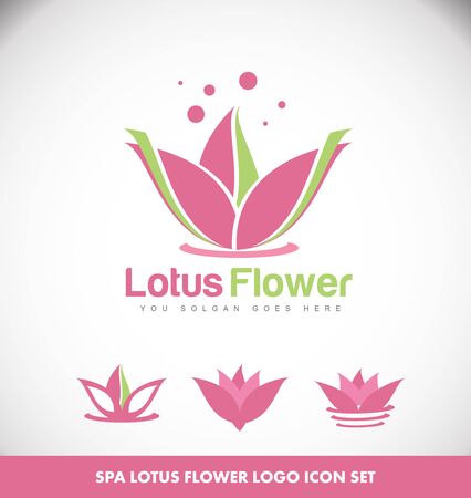 Lotus flower spa meditation yoga icon templateのイラスト素材
