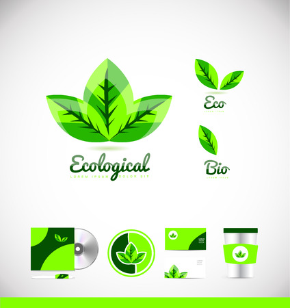 Ecological eco bio green leaf  icon sign design template corporate identityのイラスト素材
