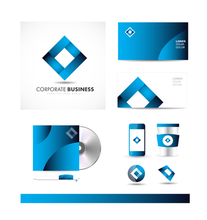 Blue rhombus coporate business vector logo icon sign design template identityのイラスト素材