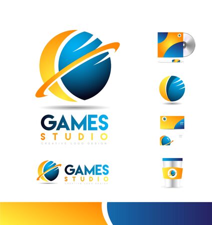Game sphere 3d swoosh business vector logo icon sign design template corporate identityのイラスト素材