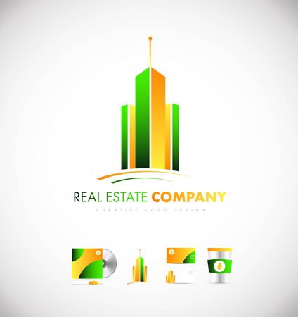 Real estate skyscraper building icon sign design templateのイラスト素材
