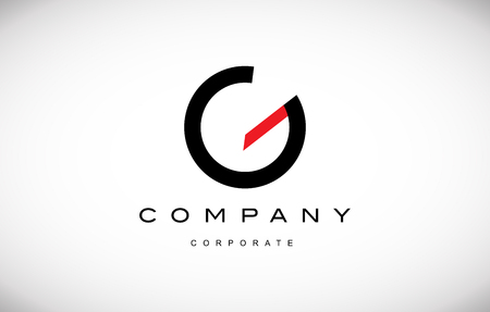 Alphabet letter G simple black red vector logo icon sign design templateのイラスト素材