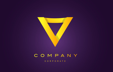 Alphabet letter V gold golden yellow luxury purple vector logo icon sign design templateのイラスト素材
