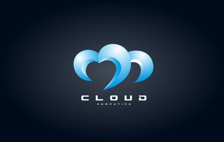 Cloud computing data blue technology transfer web internet tech vector logo download upload icon sign design templateのイラスト素材
