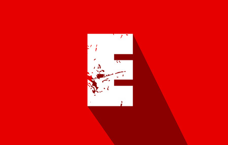 Alphabet letter E big bold grunge long shadow red vector logo icon sign design templateのイラスト素材
