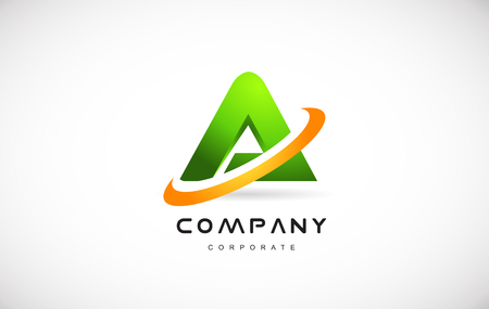 a green 3d letter technology media alphabet vector company logo icon sign design templateのイラスト素材