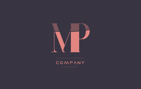 mp m p vintage retro pink alphabet company blue grey letter logo design creative vector icon templateのイラスト素材
