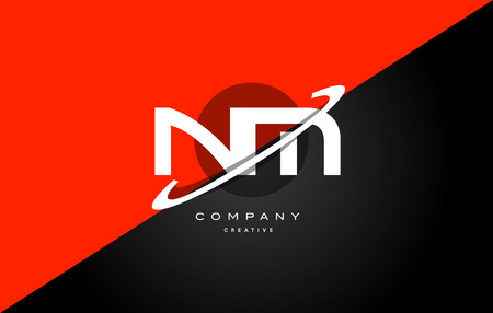 nm n m  red black white technology swoosh alphabet company letter logo design vector icon templateのイラスト素材