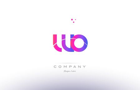 wo w o  pink purple modern creative gradient alphabet company logo design vector icon templateのイラスト素材