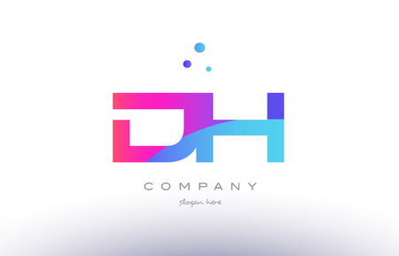 dh d h  creative pink purple blue modern dots creative alphabet gradient company letter logo design vector icon templateのイラスト素材