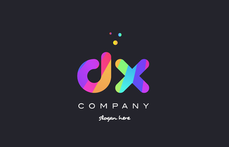 dx d x  creative rainbow green orange blue purple magenta pink artistic alphabet company letter logo design vector icon templateのイラスト素材