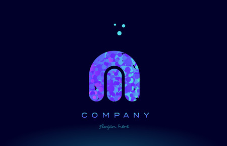 m alphabet pink blue bubble circle dots logo icon design templateのイラスト素材