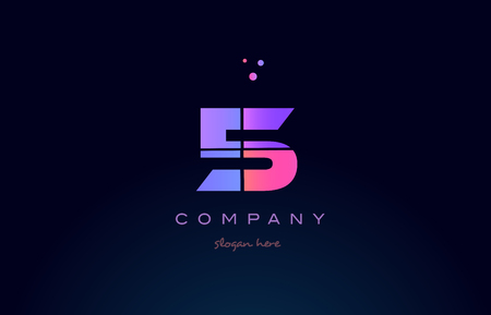 5 five pink blue purple number digit numeral dots creative company logo vector icon design templateのイラスト素材