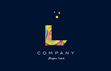 l alphabet letter logo colors colorful rainbow acrylic font creative text dots company vector icon design templateのイラスト素材