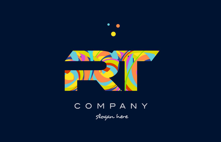 rt r t alphabet letter logo colors colorful rainbow acrylic font creative text dots company vector icon design templateのイラスト素材