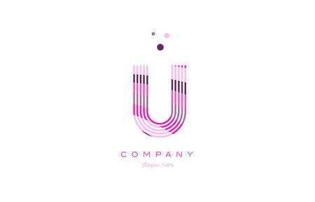 u alphabet letter logo pink purple line font creative text dots company vector icon design templateのイラスト素材