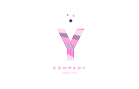 y alphabet letter logo pink purple line font creative text dots company vector icon design templateのイラスト素材
