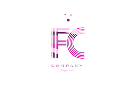 fc f c alphabet letter logo pink purple line font creative text dots company vector icon design templateのイラスト素材