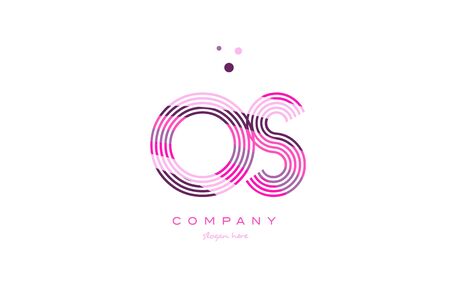 os o s alphabet letter logo pink purple line font creative text dots company vector icon design templateのイラスト素材