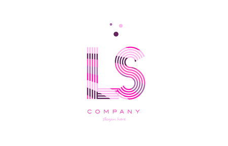 ls l s alphabet letter logo pink purple line font creative text dots company vector icon design templateのイラスト素材