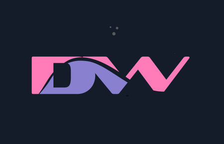 dw d w pink blue magenta alphabet letter logo purple font creative text dots company vector icon design templateのイラスト素材