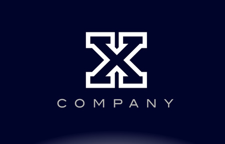 X white blue line lineart contour  alphabet letter creative icon design template.のイラスト素材
