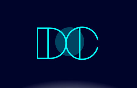 DC blue line circle letter logo alphabet creative company vector icon design templateのイラスト素材