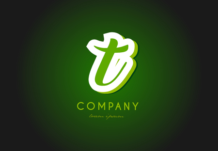 T alphabet letter hand written hand writing green white logo 3d  vector creative company icon design template modernのイラスト素材