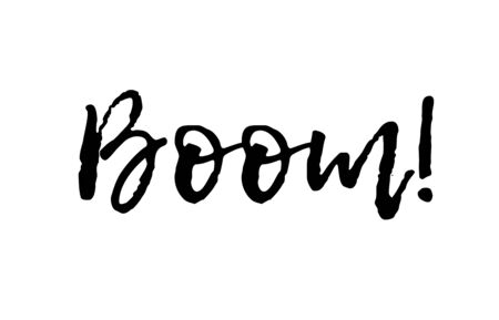 boom black white text postcardのイラスト素材