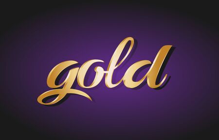 Gold hand written text gold golden writing calligraphy calligraphic yellow purple letters logo postcard banner concept creative icon design template modernのイラスト素材
