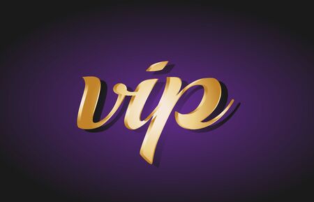 VIP hand written text gold golden writing calligraphy calligraphic yellow purple letters background logo postcard banner concept creative icon design template modernのイラスト素材
