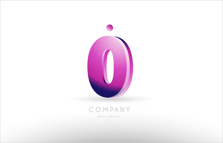 Number 0 zero black white pink bold logo vector creative icon design template 3dのイラスト素材