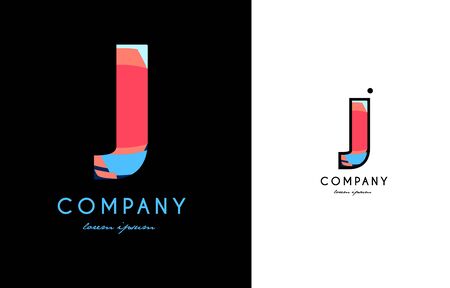 J blue red letter alphabet business logo creative vector company icon design template modern dotのイラスト素材