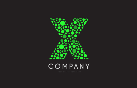 Letter X green bubble circle dot alphabet letter bold logo vector creative company icon design template modern backgroundのイラスト素材