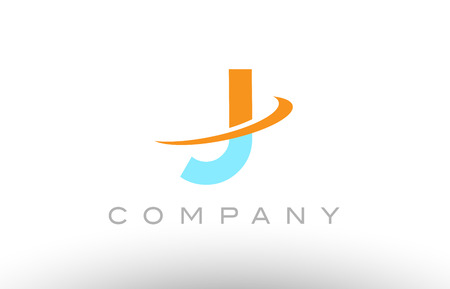 J orange blue color letter alphabet logo vector creative company icon design template modern swooshのイラスト素材