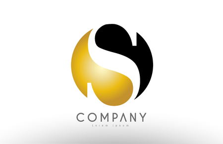 S black white gold golden letterのイラスト素材
