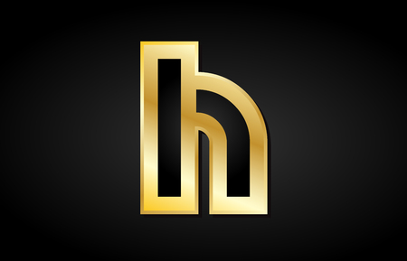 H gold alphabet golden metal metallic black background letterのイラスト素材