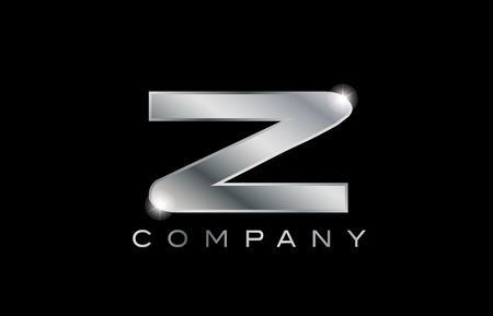 Z metal metallic silver logo on a black blackgroundのイラスト素材