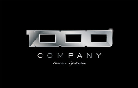 1000 metal silver logo number on a black blackgroundのイラスト素材