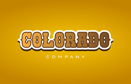 Company western style colorado text word logo design on yellow background with brown colorのイラスト素材
