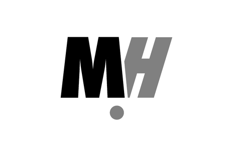 creative logo icon combination of alphabet letter mh m h in black and grey isolated on white background with simple efficient designのイラスト素材