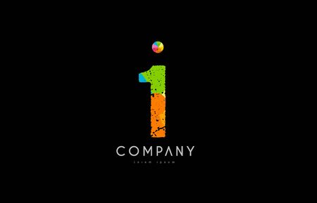 Number 1 logo icon design with grunge texture and rainbow-colored patternのイラスト素材