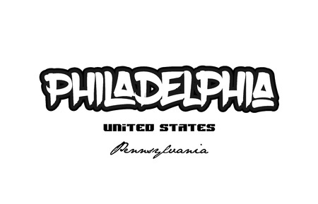 Typography design of Philadelphia Pennsylvania city text word in the United States of America graffiti style.のイラスト素材