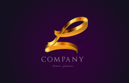 l gold golden alphabet letter  icon handwritten designのイラスト素材