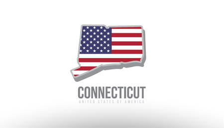 Vector illustration of Connecticut county state with united states flag as a texture. Suitable for a map icon or design purposes.のイラスト素材