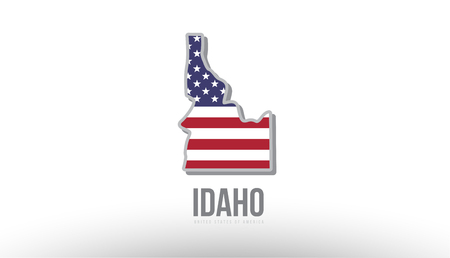 Vector illustration of Idaho county state with united states flag as a texture. Suitable for a map icon or design purposes.のイラスト素材