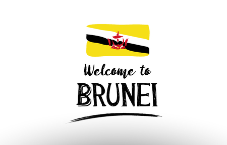 Beautiful typography design of Brunei country  flag.のイラスト素材